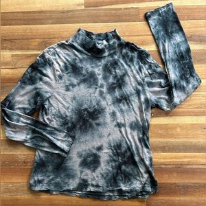 Sanctuary Black and Gray Tie-Dye Long Sleeve Top XL
